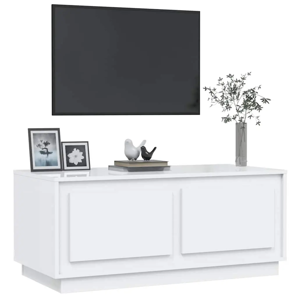 High Gloss White Coffee Table with Storage Compartment