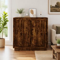 Brown Engineered Wood Sideboard Storage Cabinet 80x34x75cm