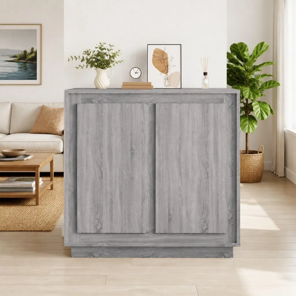 Sideboard Grey Sonoma 80x34x75cm Engineered Wood Storage Cabinet