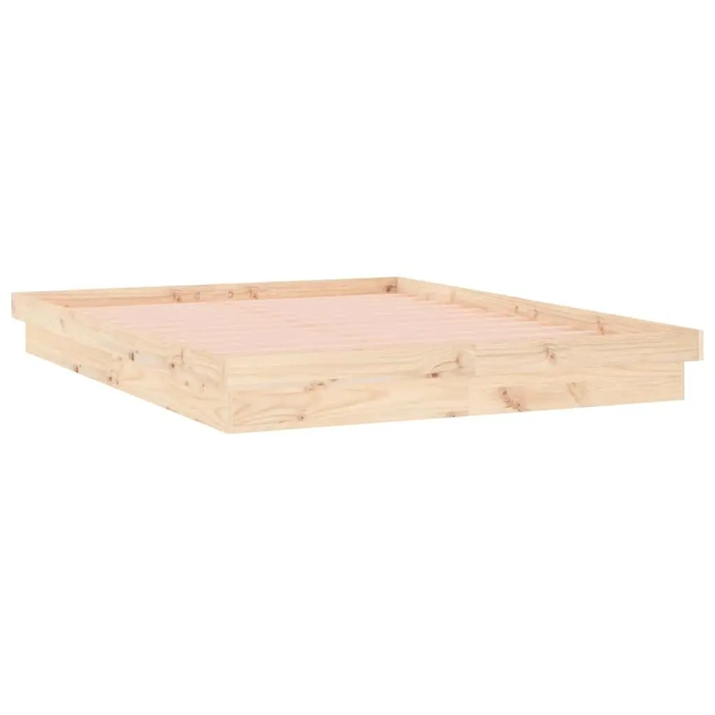Solid Wood LED Bed Frame Brown 150x200 cm Pine Wood