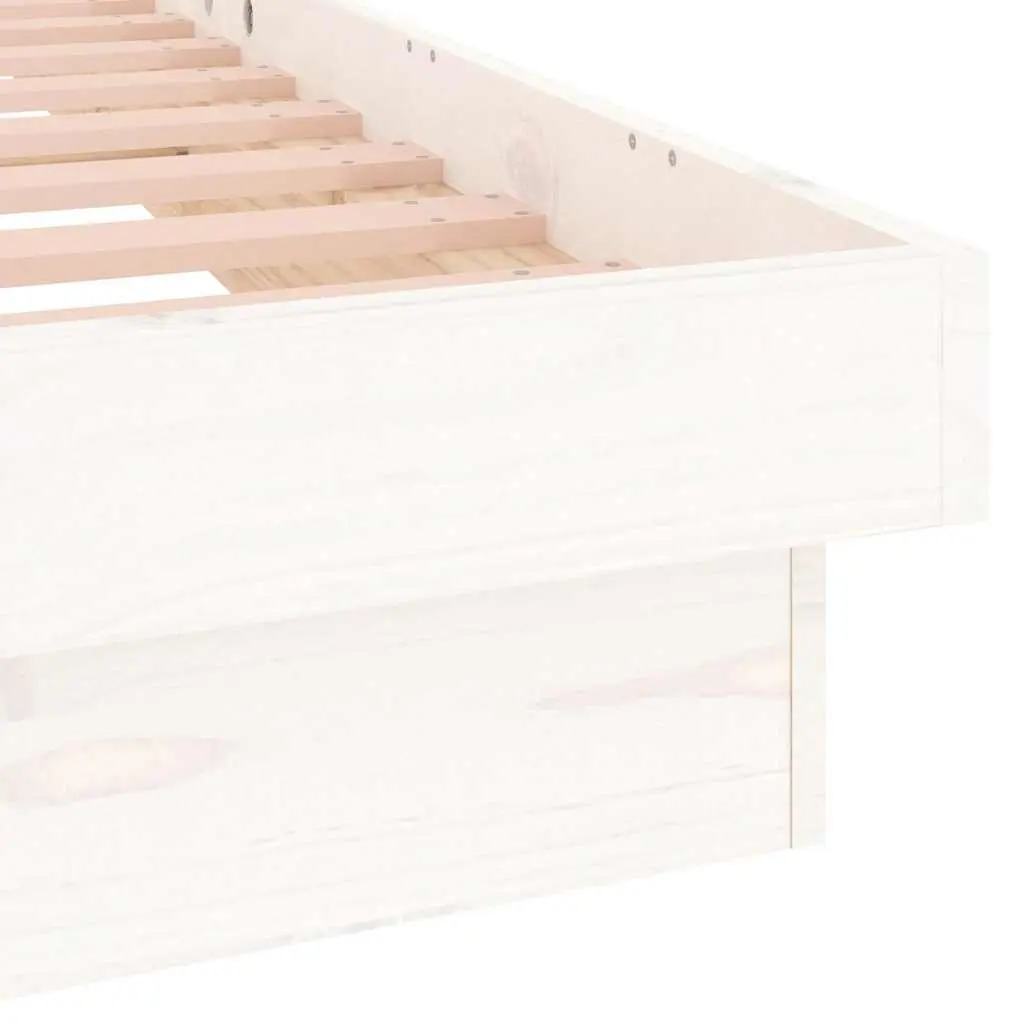 LED Bed Frame 150x200cm in White Solid Wood