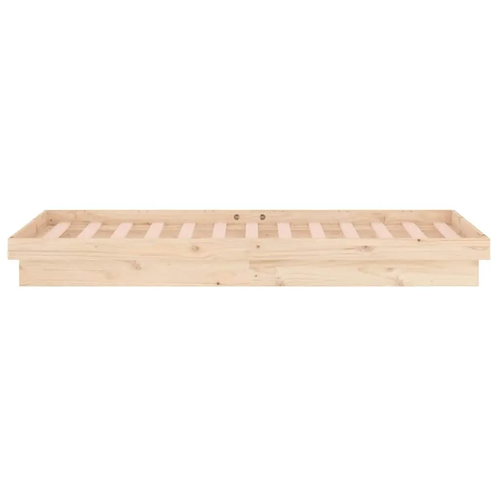 Solid Wood LED Bed Frame 90x190 cm Brown Single Bedroom Furniture Remote Control
