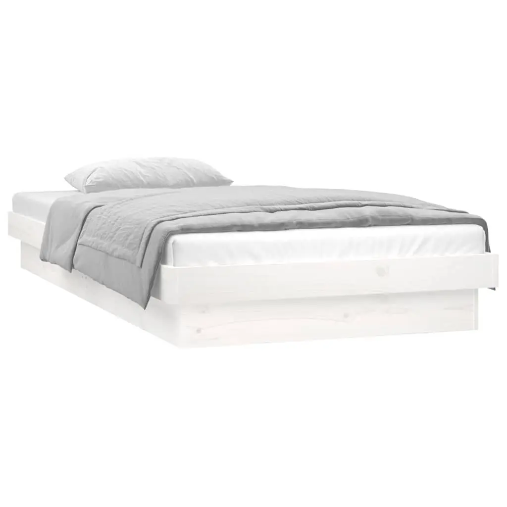White LED Bed Frame 90x190cm Solid Pine with Remote