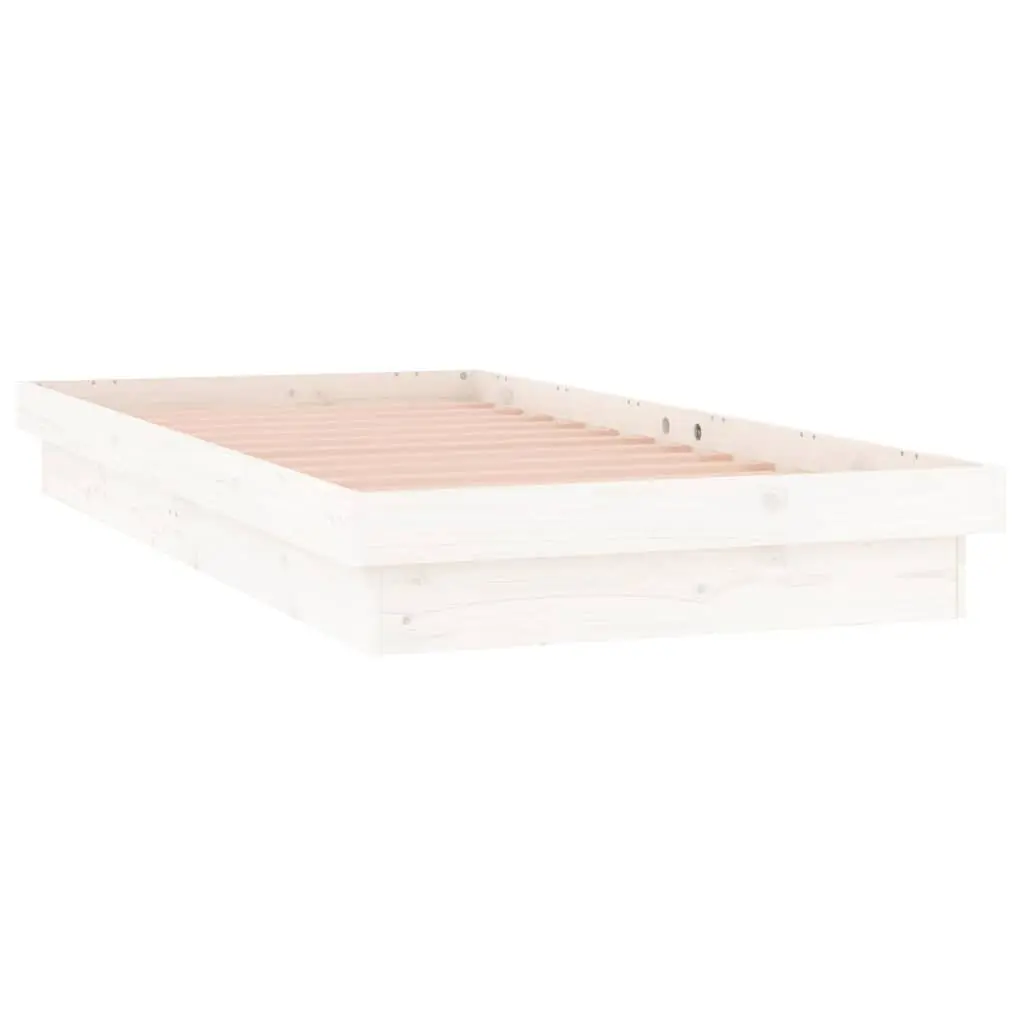 White LED Bed Frame 90x190cm Solid Pine with Remote