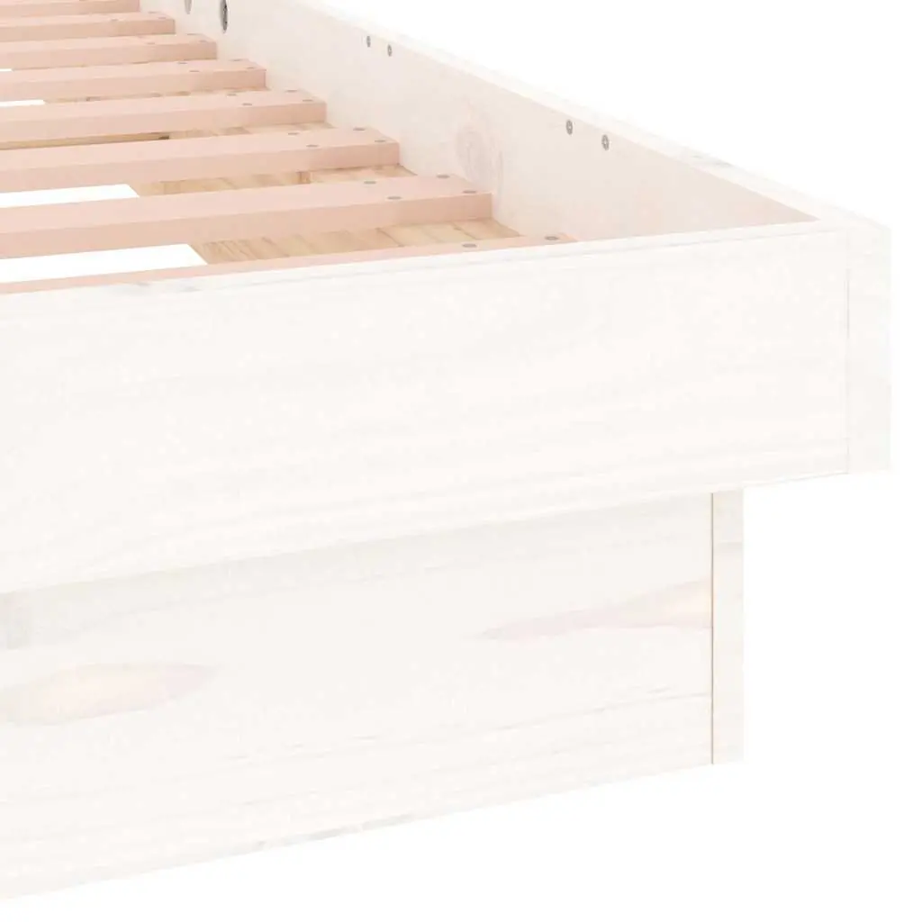White LED Bed Frame 90x190cm Solid Pine with Remote
