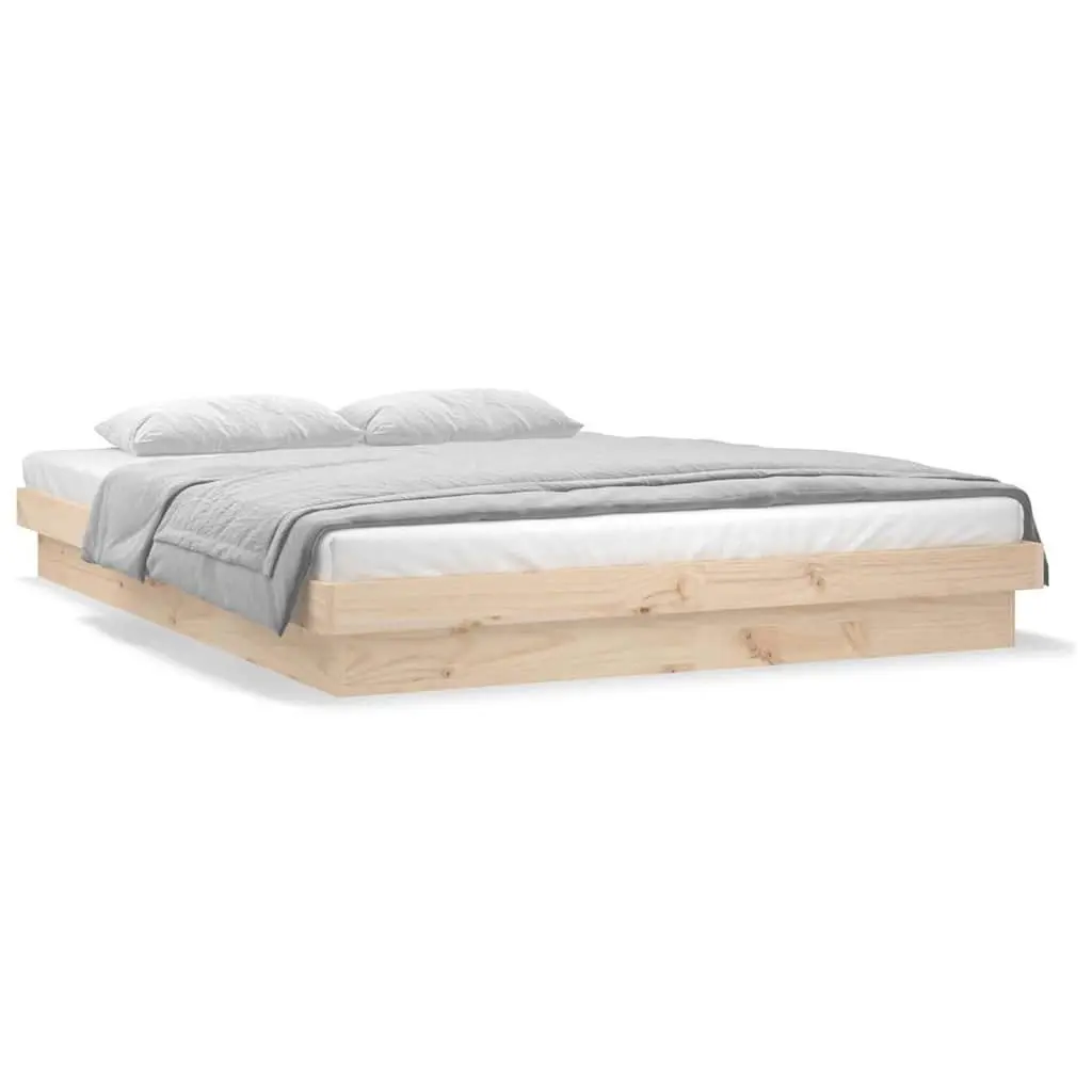Solid Pine Bed Frame with LED Lights 135x190 cm