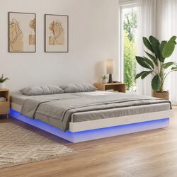 Bed Frame with Colourful LED Lights in White 135x190 cm