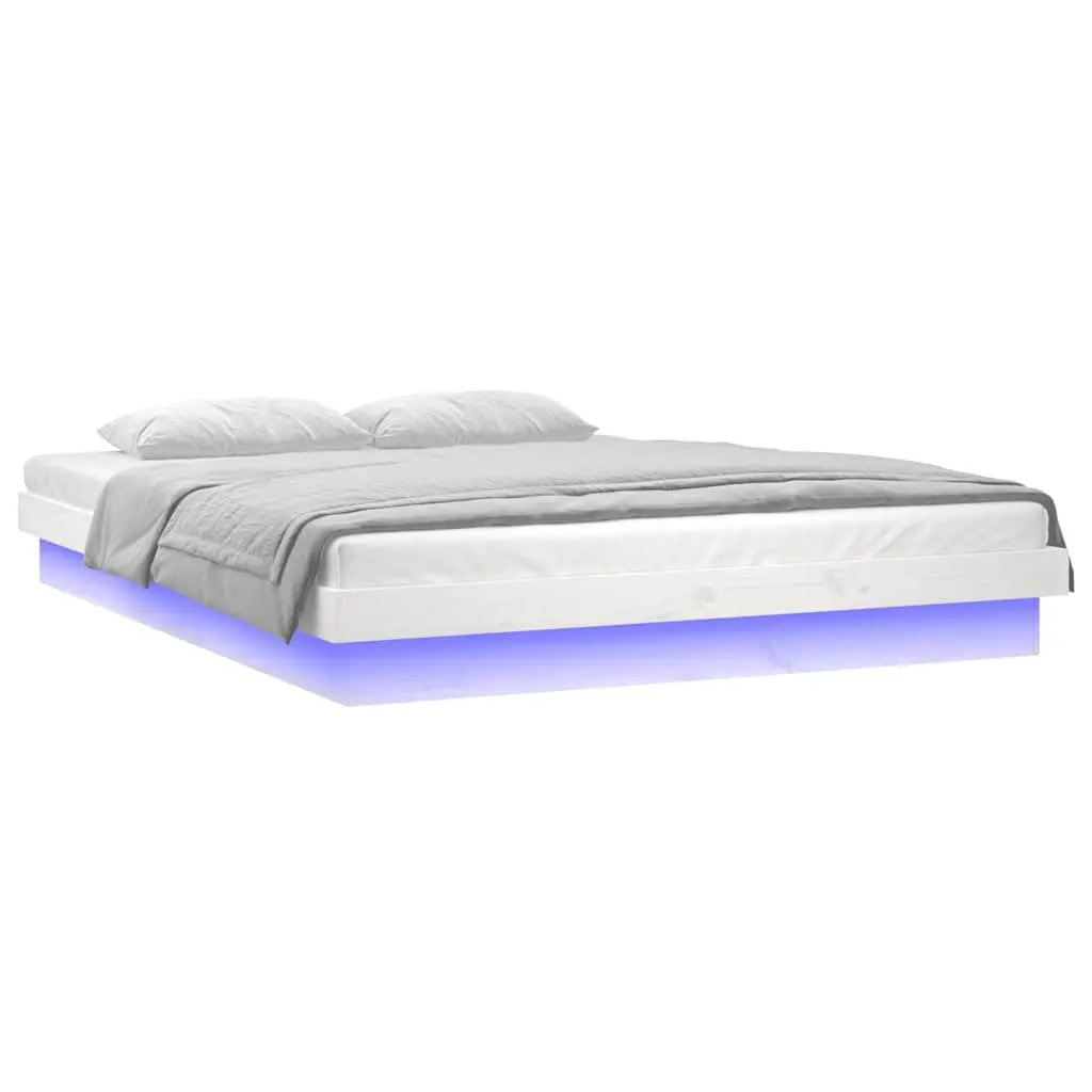 Bed Frame with Colourful LED Lights in White 135x190 cm