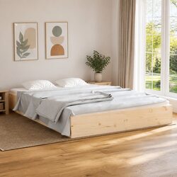 Inviting Solid Pine Wood Bed Frame 150x200cm Brown