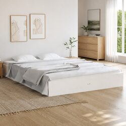 White Solid Wood Bed Frame 150x200 cm for Cozy Bedrooms