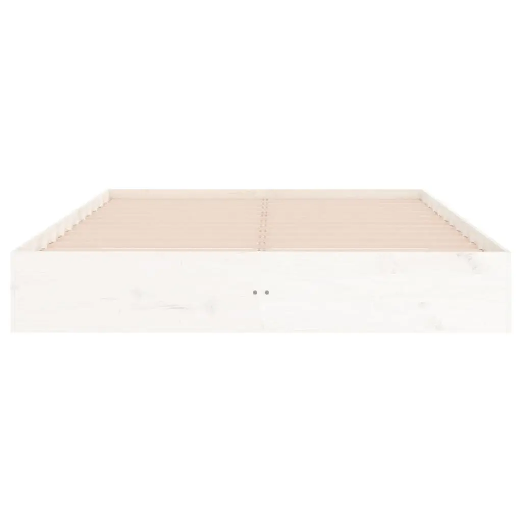 White Solid Wood Bed Frame 150x200 cm Slatted Base Modern Bedroom Furniture