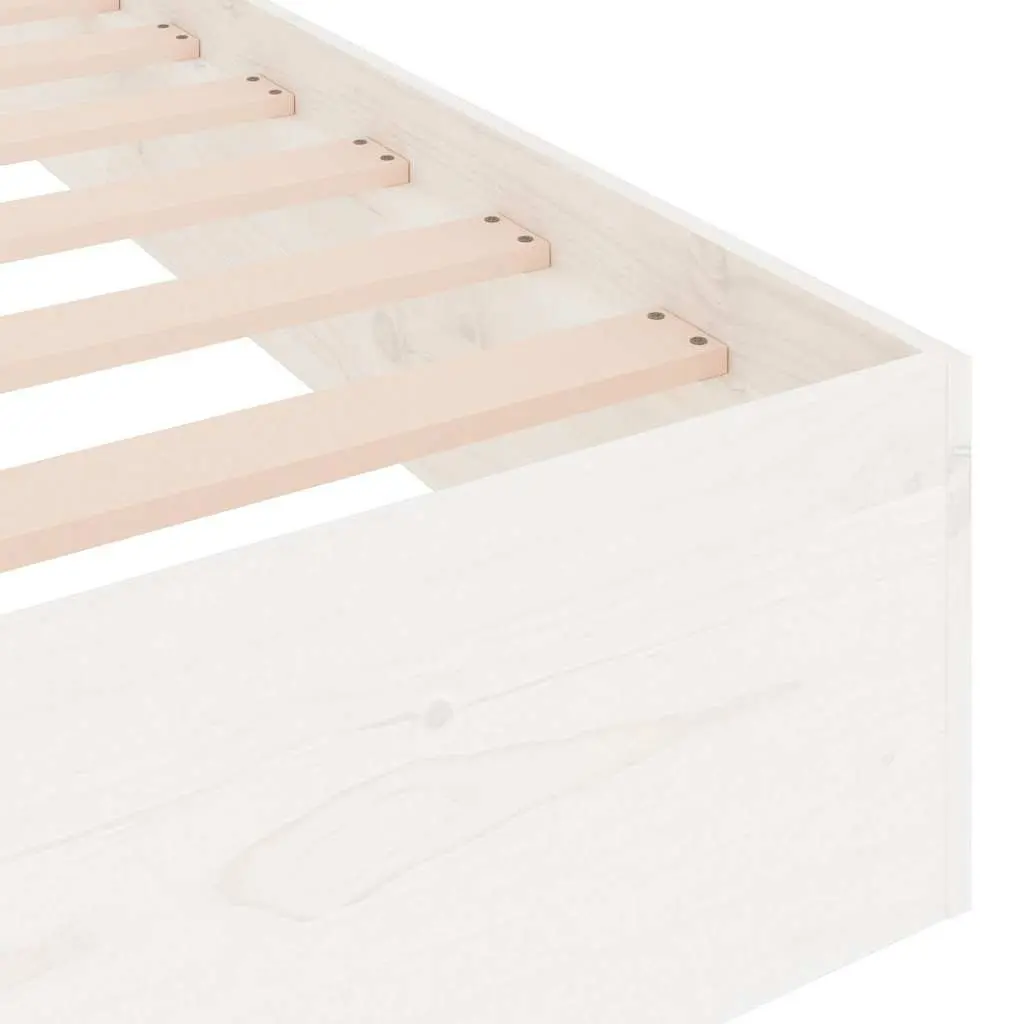 White Solid Wood Bed Frame 150x200 cm Slatted Base Modern Bedroom Furniture