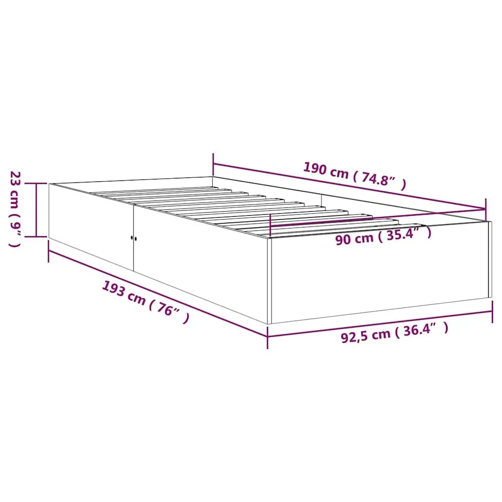 Single Bed Frame 90x190 cm White Pine