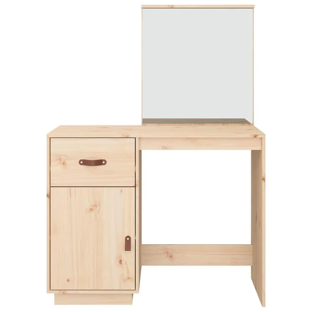 Solid Pine Wood Dressing Table with Mirror and Storage