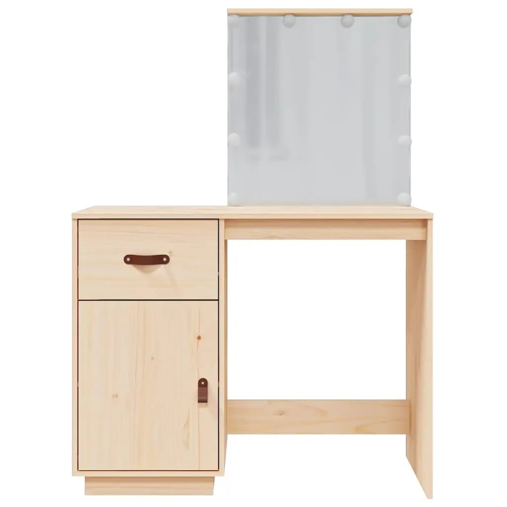 Solid Pine Wood Bedroom Dressing Table with LED Mirror