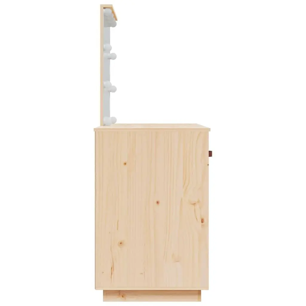 Solid Pine Wood Bedroom Dressing Table with LED Mirror