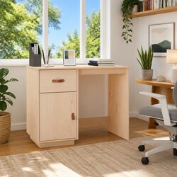 Rustic Solid Wood Pine Desk 95x50x75 cm Brown