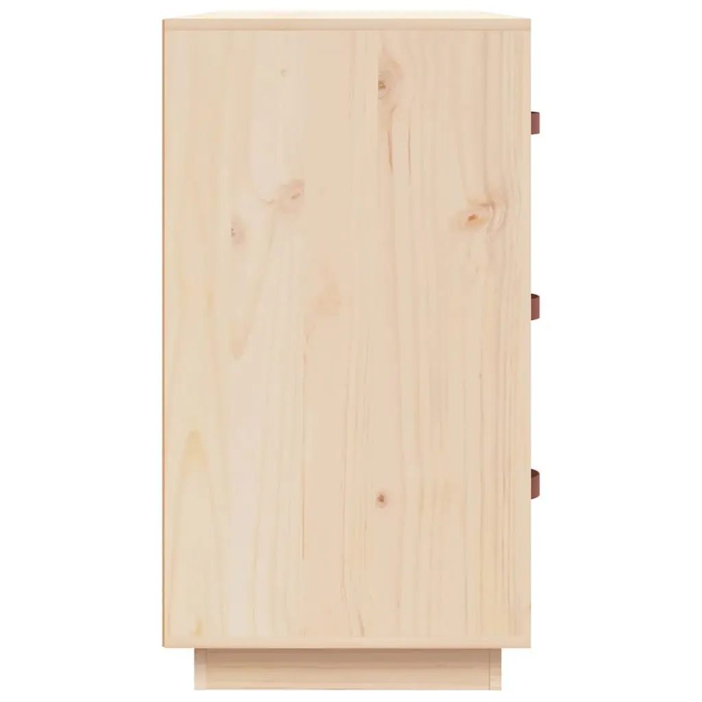 Brown Solid Pine Wood Sideboard with 3 Drawers