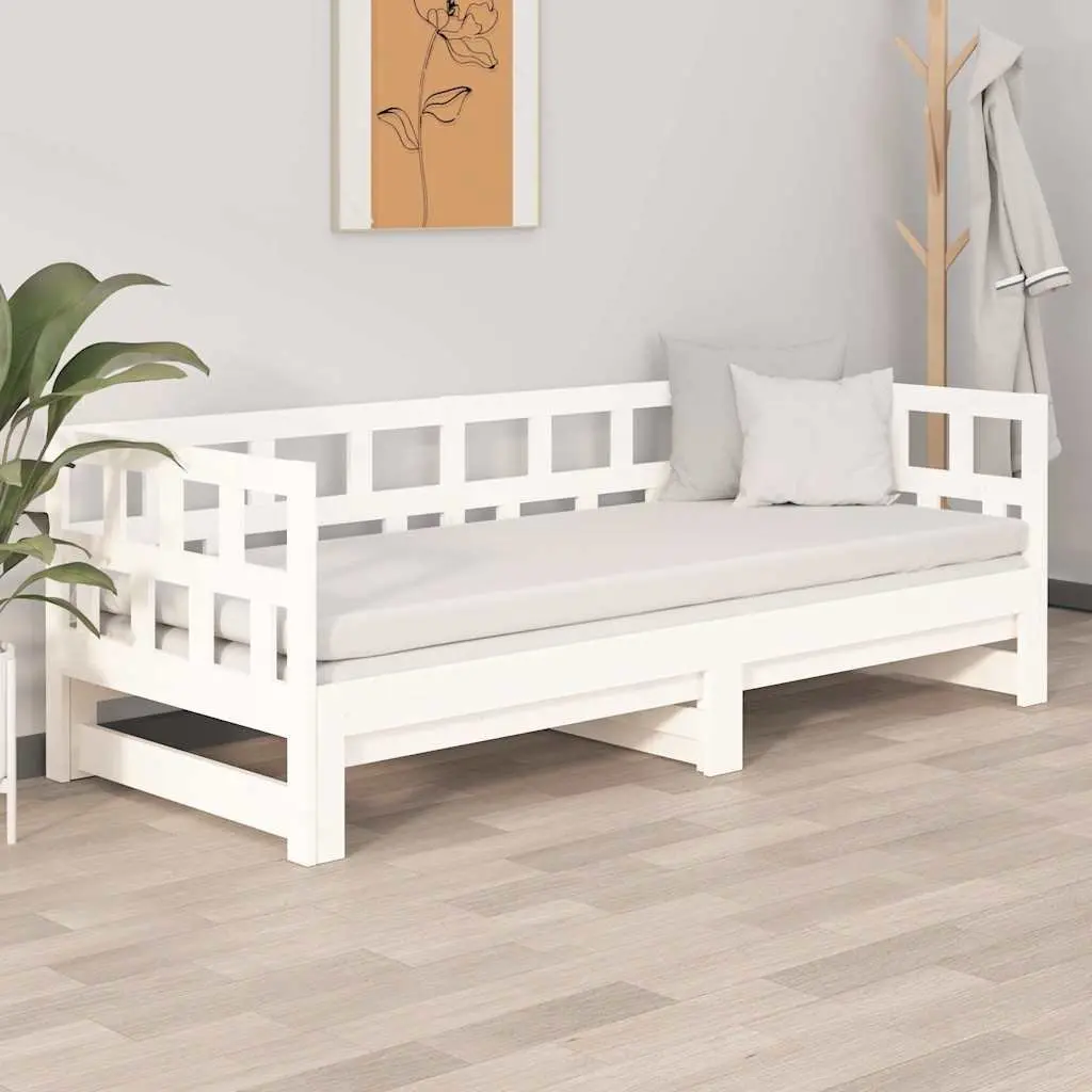 White Solid Pine Day Bed Frame Sofa Bed 2x90x190cm