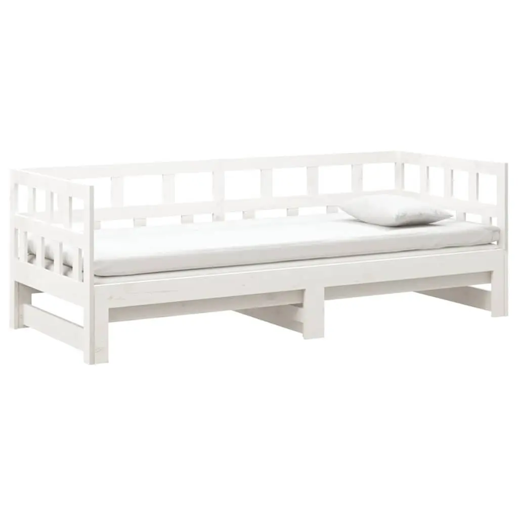 White Solid Pine Day Bed Frame Sofa Bed 2x90x190cm