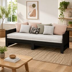 Wooden Pull-out Day Bed Sofa Bed Frame in Black