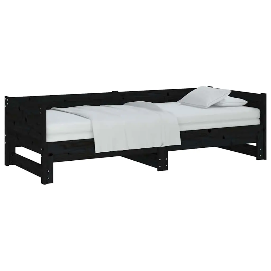Wooden Pull-out Day Bed Sofa Bed Frame in Black