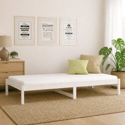 White Day Bed Frame 90x190cm Solid Pine Wood