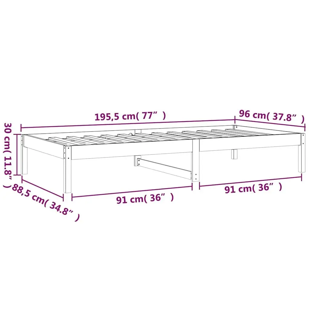 Day Bed Frame White 90x190cm Solid Pine Wood