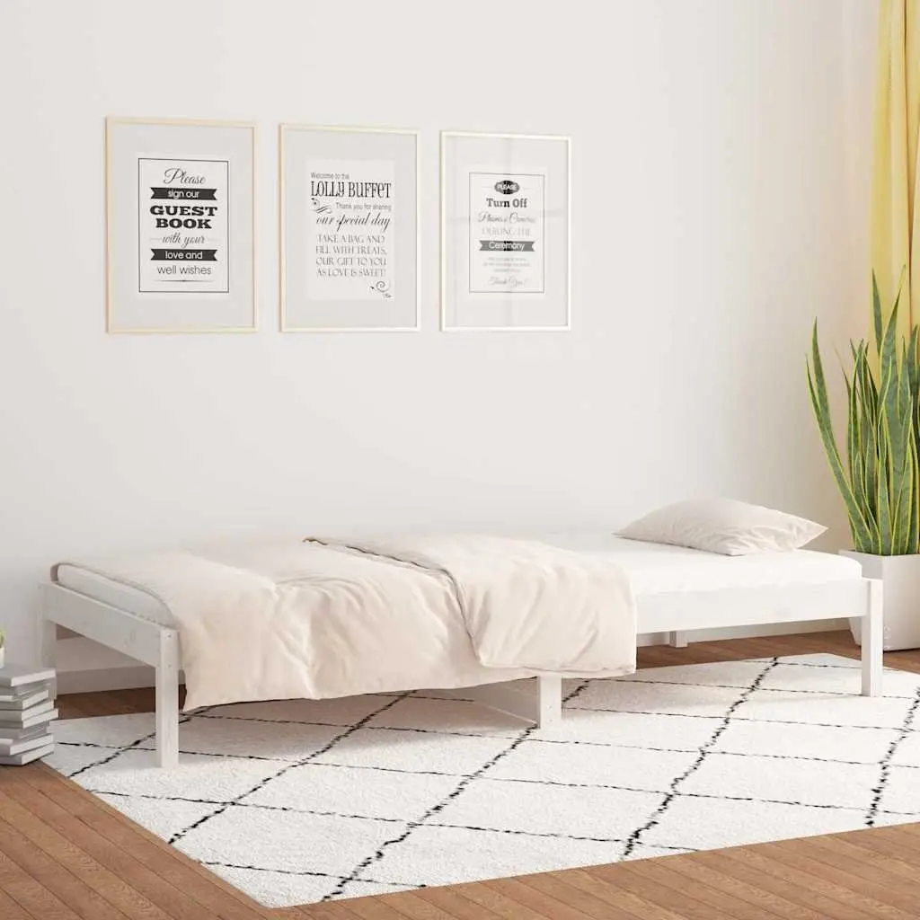 Day Bed Frame White 90x190cm Solid Pine Wood