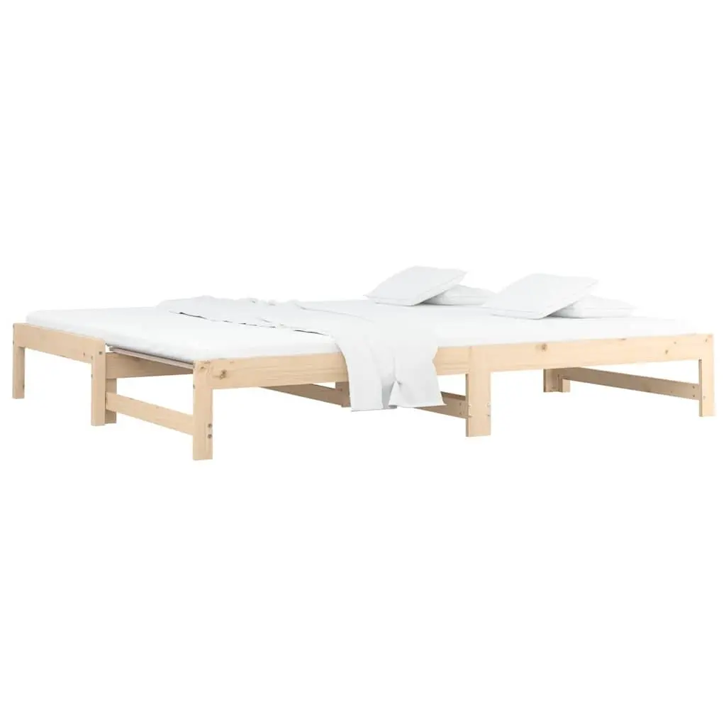 Solid Wood Pine Pull-out Day Bed Frame Slatted Base Guest Sofa Bed 90x190cm