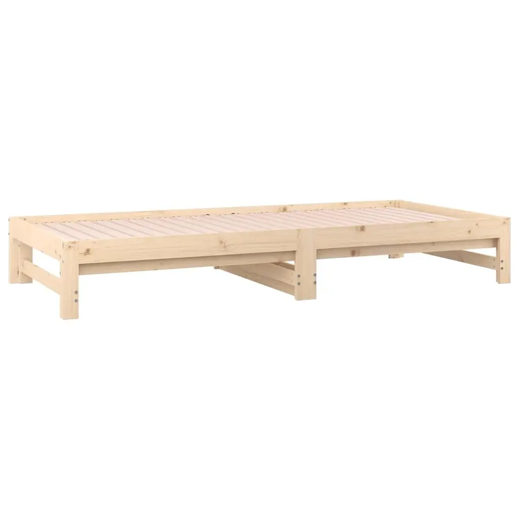 Solid Wood Pine Pull-out Day Bed Frame Slatted Base Guest Sofa Bed 90x190cm