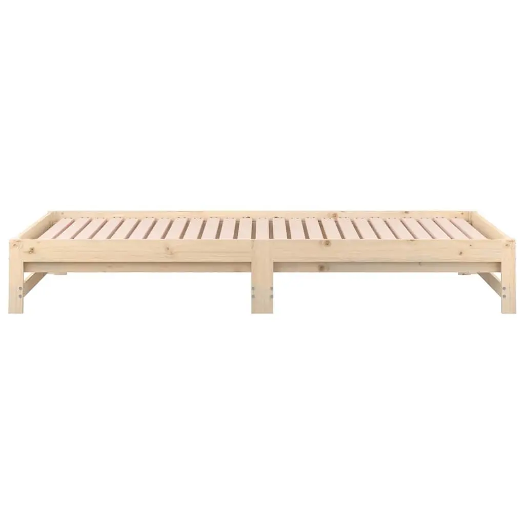 Solid Wood Pine Pull-out Day Bed Frame Slatted Base Guest Sofa Bed 90x190cm