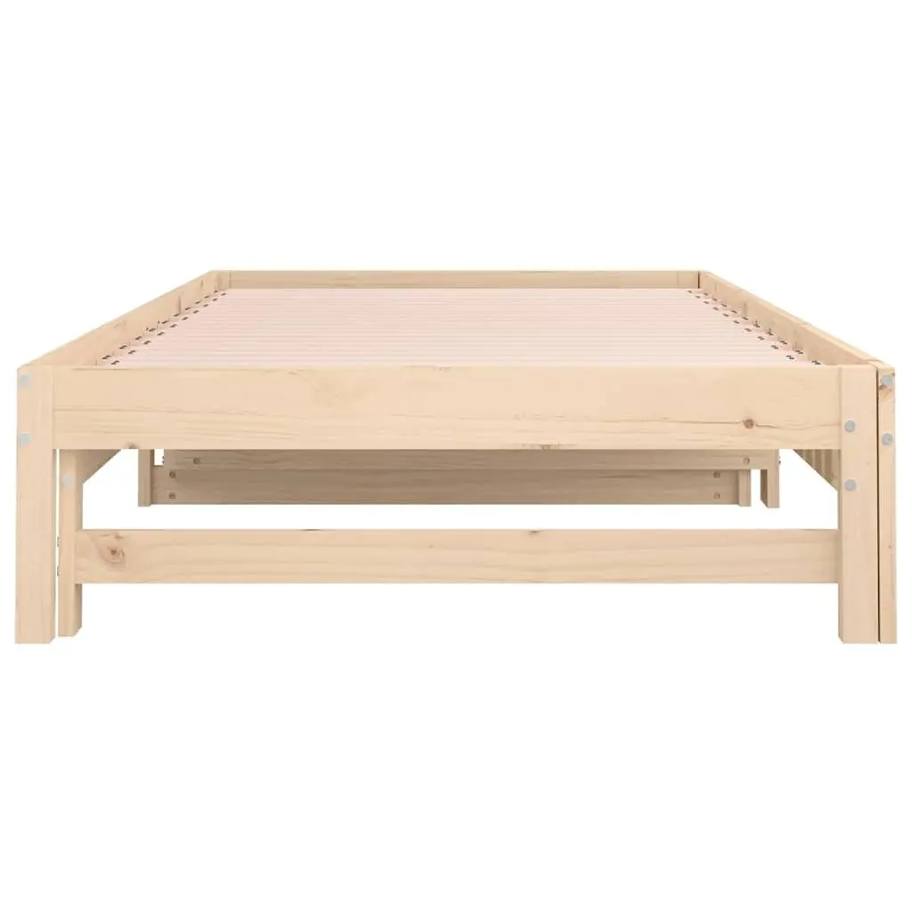 Solid Wood Pine Pull-out Day Bed Frame Slatted Base Guest Sofa Bed 90x190cm