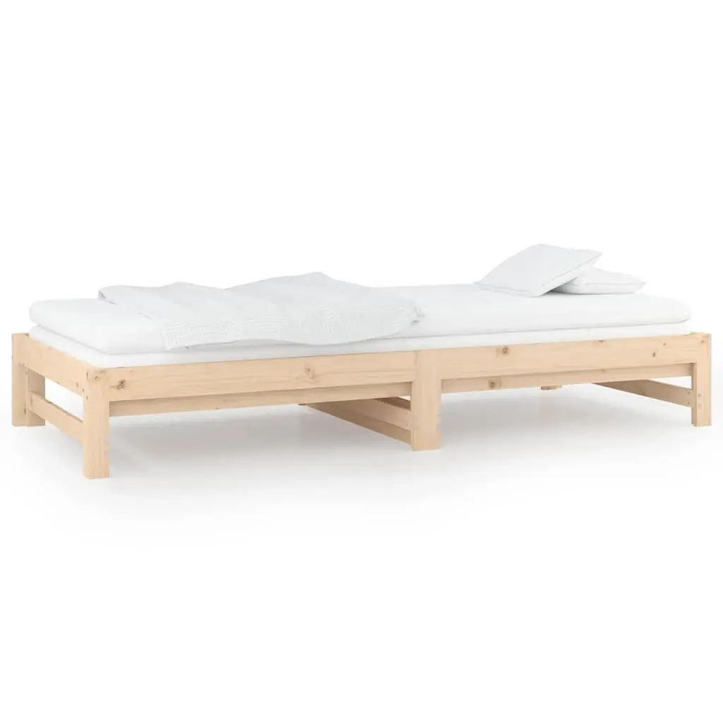Solid Wood Pine Pull-out Day Bed Frame Slatted Base Guest Sofa Bed 90x190cm