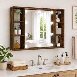 Wall-Mounted LED Mirror Cabinet for Bathroom Storage
