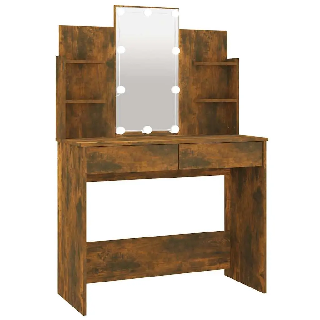 Brown Bedroom Dressing Table with LED Mirror