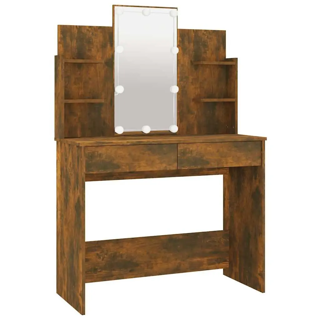 Brown Bedroom Dressing Table with LED Mirror