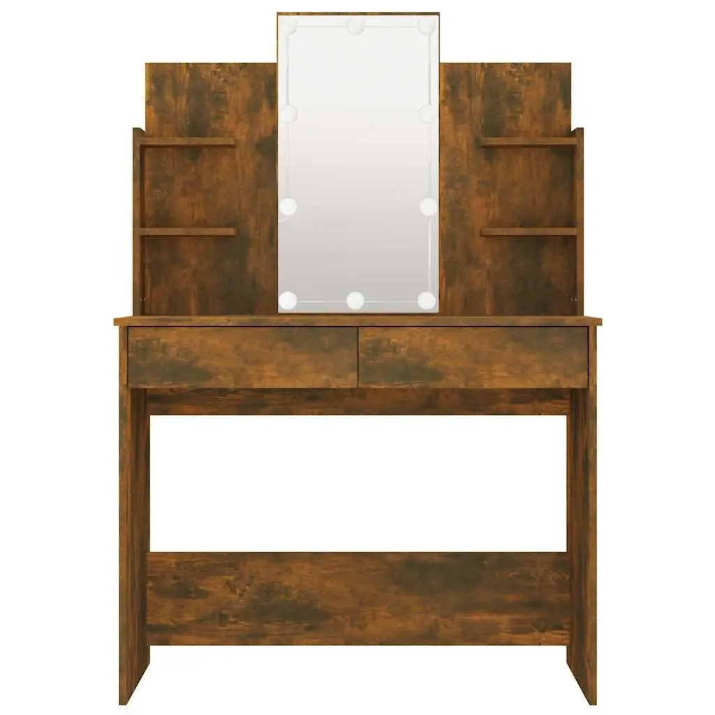 Brown Bedroom Dressing Table with LED Mirror