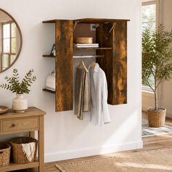 Warm Brown Hallway Cabinet with Clothes Rail