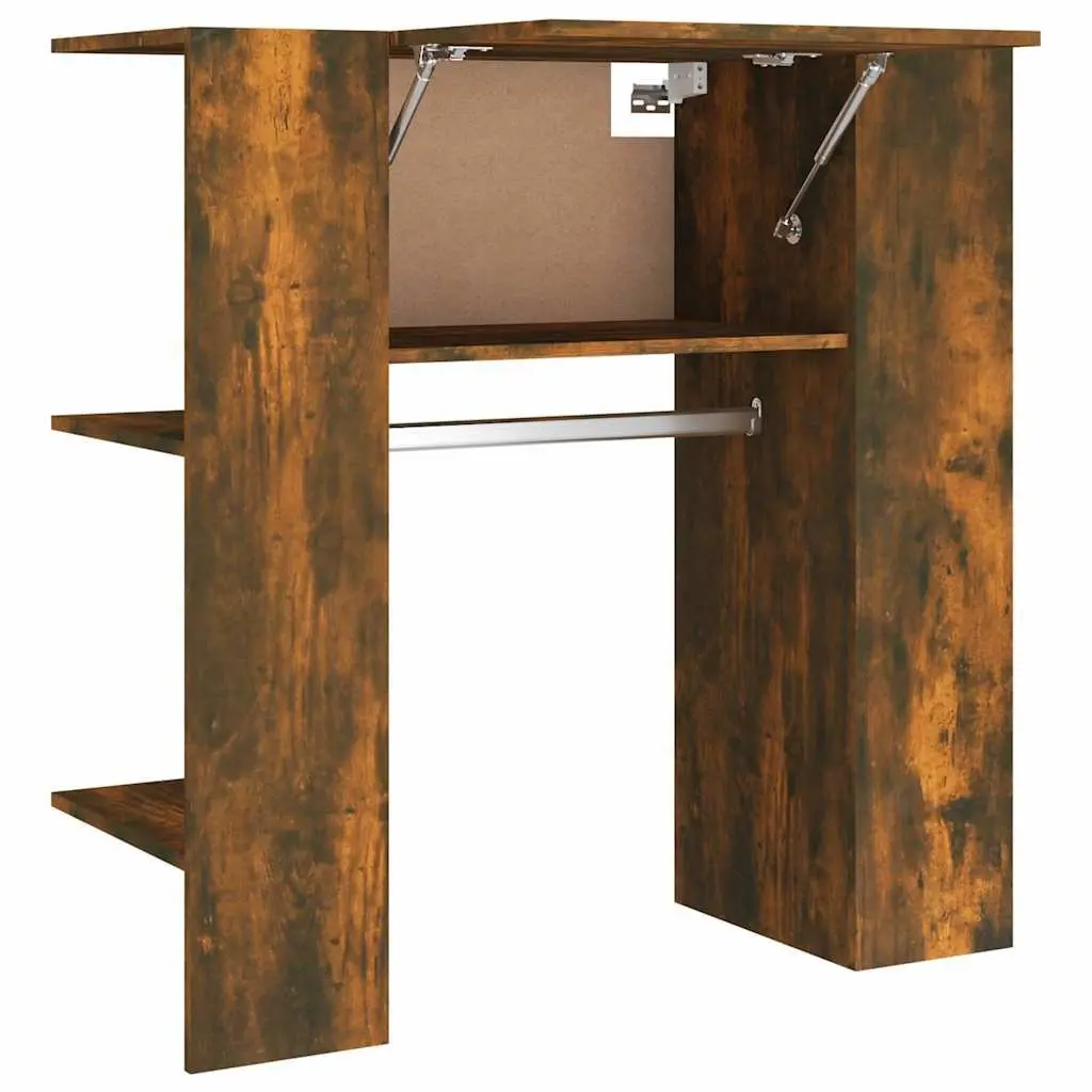 Engineered Wood Hallway Storage Unit Brown Compact Cabinet with Shelves and Clothes Rail
