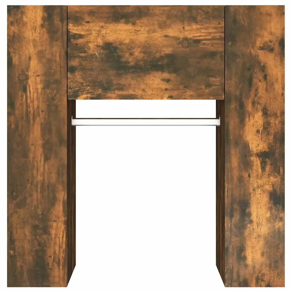 Engineered Wood Hallway Storage Unit Brown Compact Cabinet with Shelves and Clothes Rail