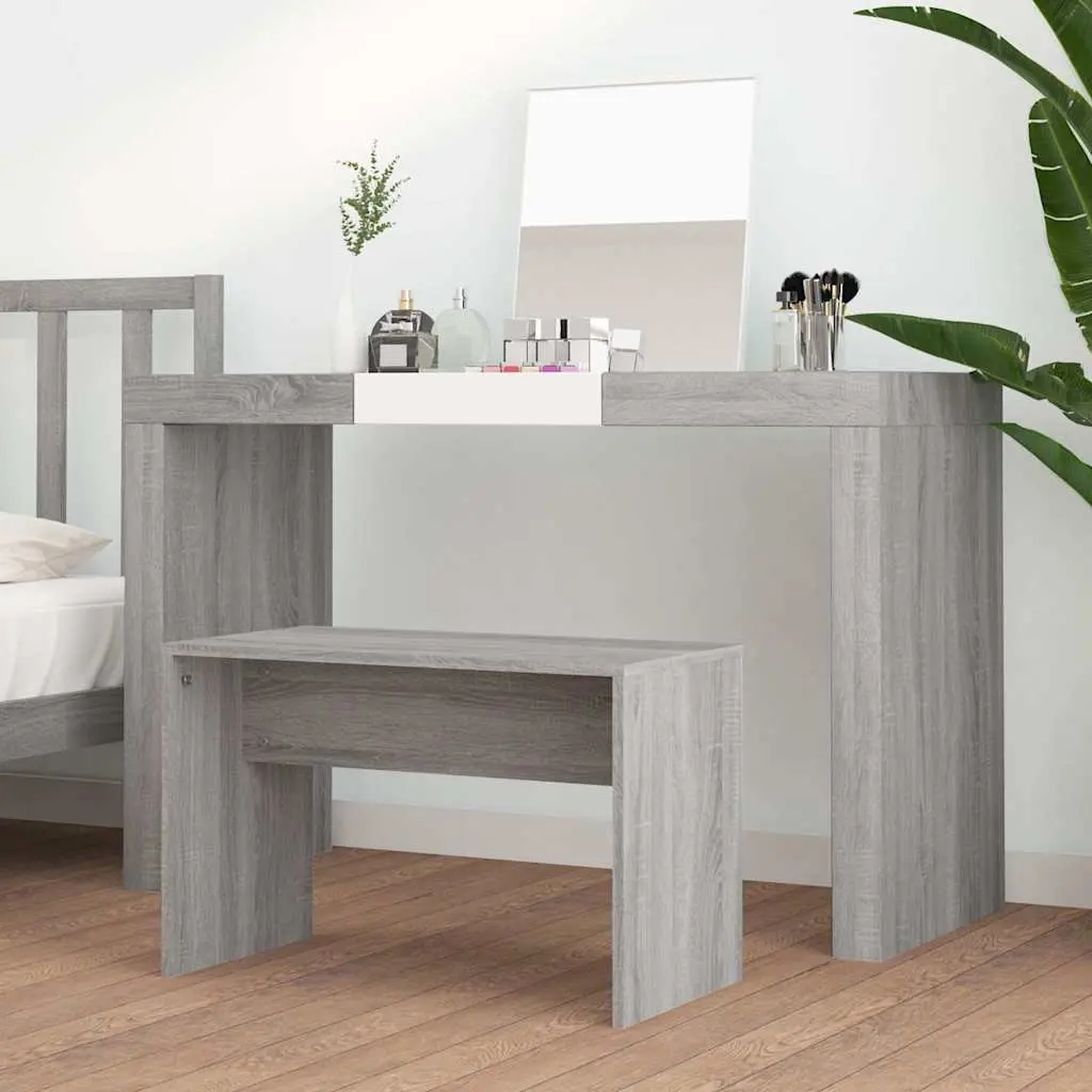 Dressing Table Stool Grey Sonoma Engineered Wood Makeup Vanity Bench Seat