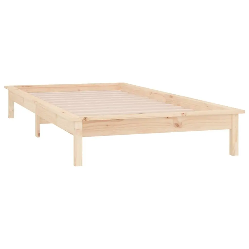 Solid Wood Bed Frame with LED Lights 90x190 cm