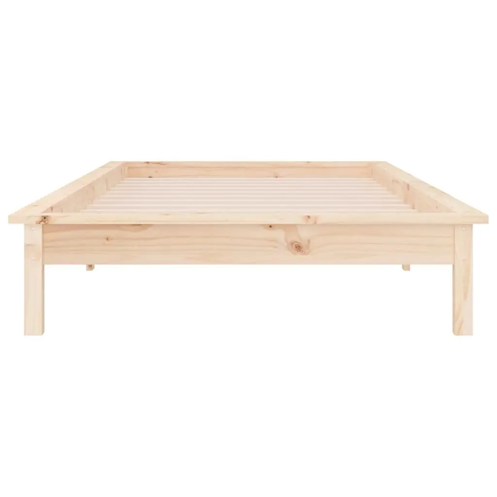 Solid Wood Bed Frame with LED Lights 90x190 cm