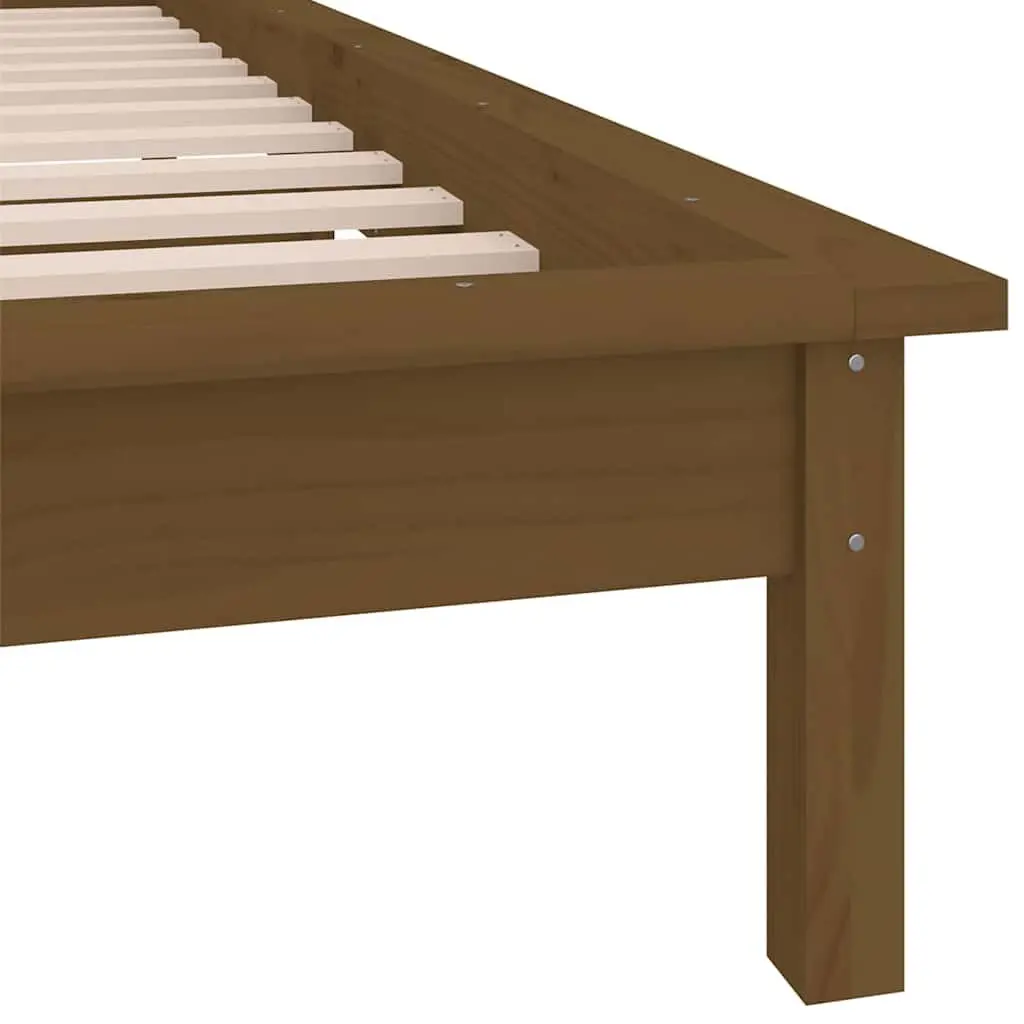 Honey Brown Solid Wood LED Bed Frame 90x190 cm