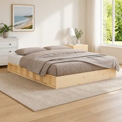Solid Pine Wood Bed Frame 150x200 cm with Slatted Base