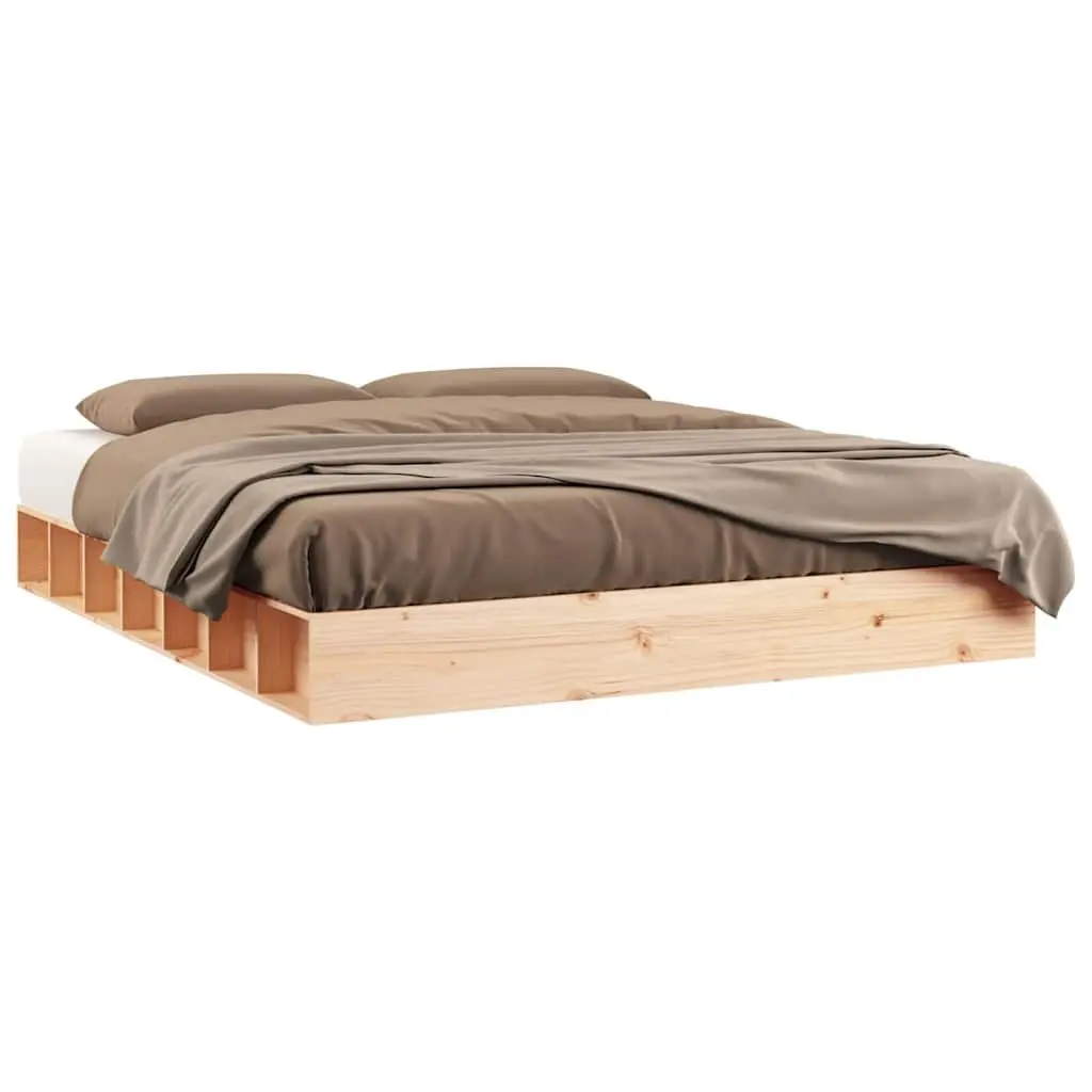 Solid Pine Wood Bed Frame 150x200 cm with Slatted Base