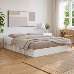 King Size Bed Frame 150x200 cm White Pine Wood