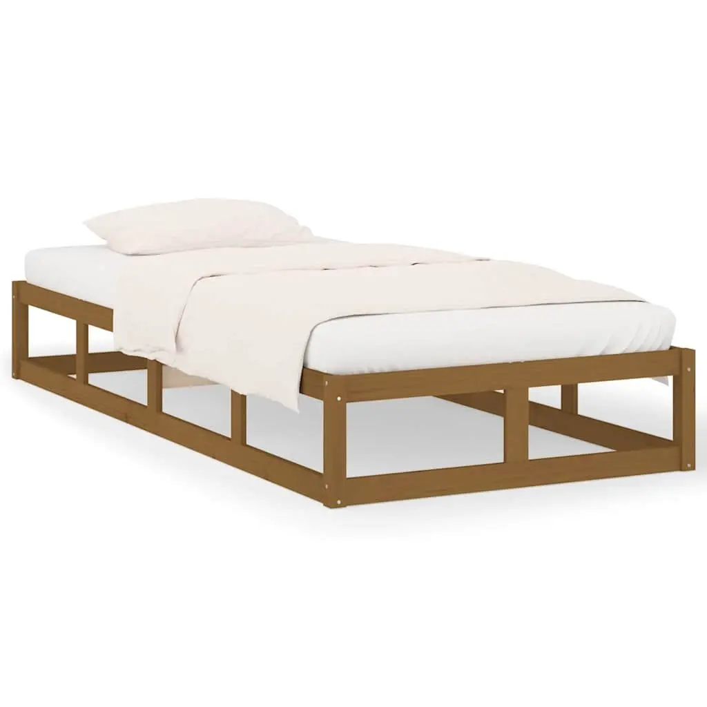 Solid Wood Bed Frame in Brown for Single Bedrooms