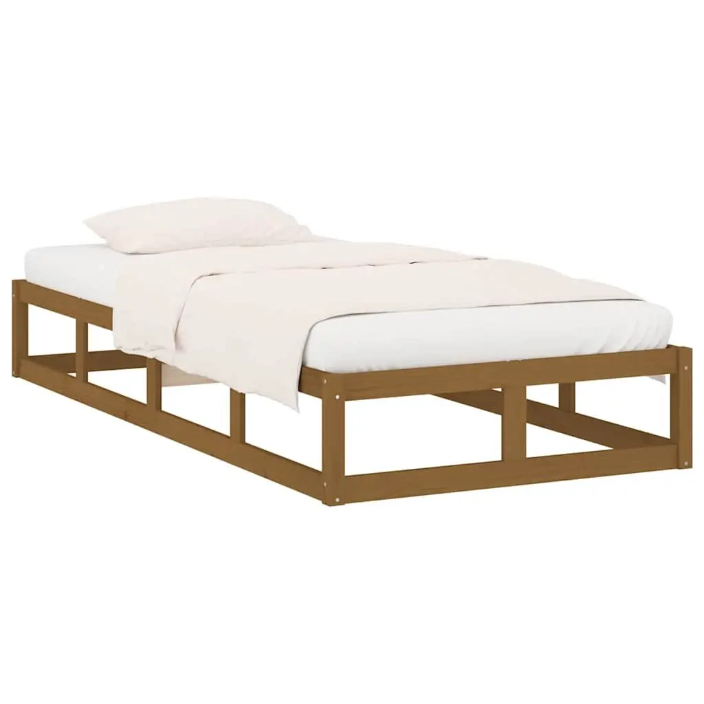 Solid Wood Bed Frame in Brown for Single Bedrooms